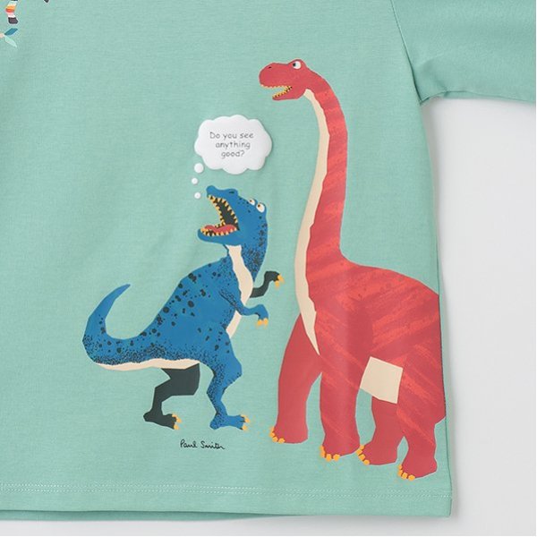 恐竜ゼブラ長袖Tシャツ(80cm エメラルド グリーン): キッズ