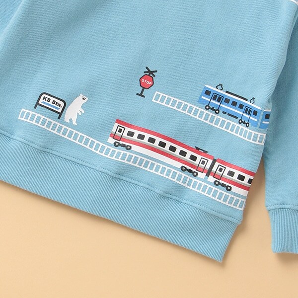NARUMIYA ONLINE｜ナルミヤ オンラインの公式通販サイト☆ 裏毛 電車プリントトレーナー(90cm モデレート ブルー): キッズ
