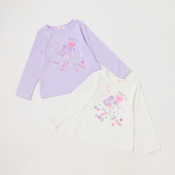 リピート】【直営店で取り扱い無し】ユニコーンキャンディ刺繍長袖Ｔシャツ(110cm ラベンダー): キッズ ナルミヤ オンライン公式サイト