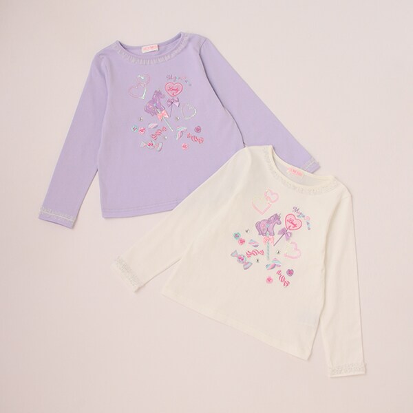 ★ユニコーンキャンディ刺しゅう長袖Ｔシャツ