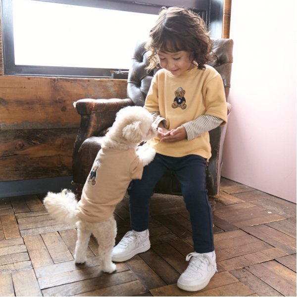 DOG】クマサガラワッペントレーナー(S クリーム): キッズ