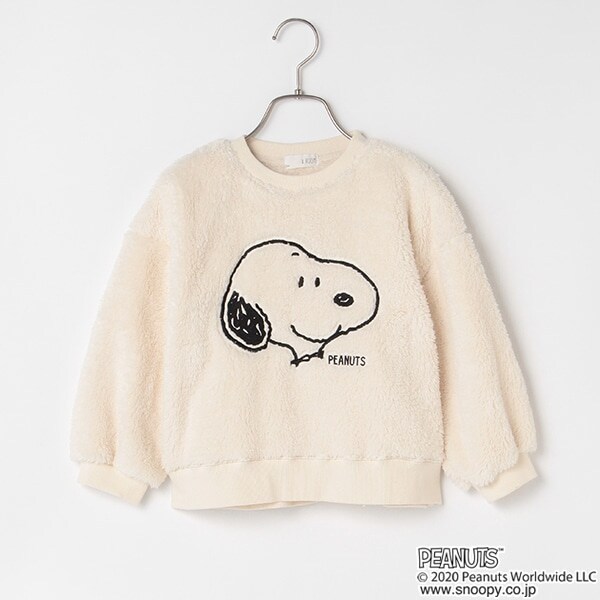 Narumiya Online ナルミヤ オンラインの公式通販サイト Peanutsコラボ スヌーピーフェイスボアトレーナー 90 アイボリー キッズ