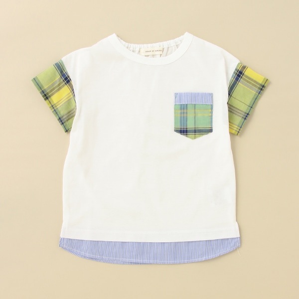 マドラスチェックレイヤードTシャツ【日本製】(80cm オフ ホワイト): ベビー ナルミヤ オンライン公式サイト