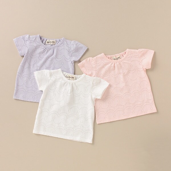 透かしドットパフスリーブTシャツ