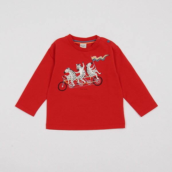 ゼブラ自転車長袖Tシャツ(90cm 赤): キッズ - ナルミヤ