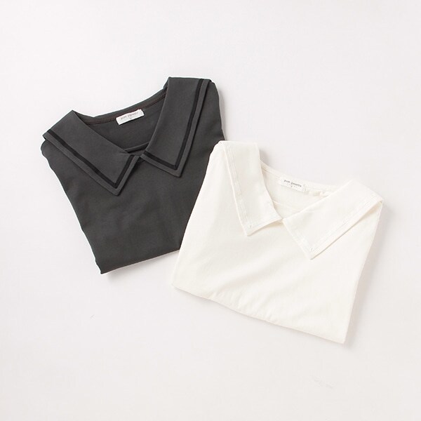 NARUMIYA ONLINE｜ナルミヤ オンラインの公式通販サイトセーラーカラー七分袖Tシャツ(S(140) オフ ホワイト): ジュニア