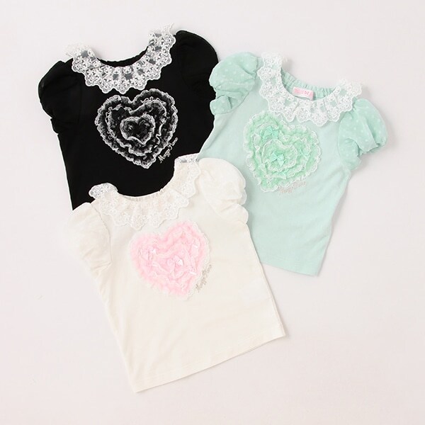 ☆衿つきハートリボンTシャツ(90cm ライト ブルー): キッズ - ナルミヤ ...