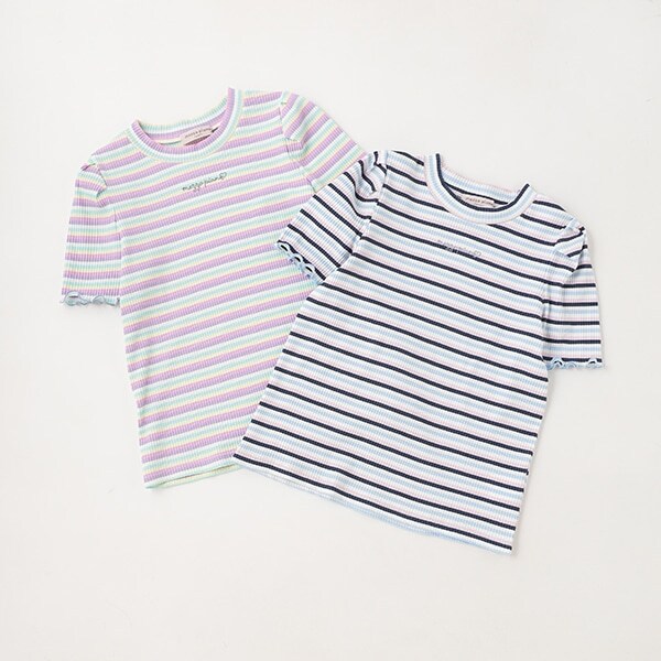 マルチボーダーテレコ半袖Tシャツ