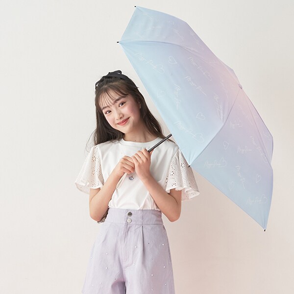 晴雨兼用】グラデーションロゴ柄折りたたみ傘(F ラベンダー 晴雨兼用】グラデーションロゴ柄折りたたみ傘(F ラベンダー