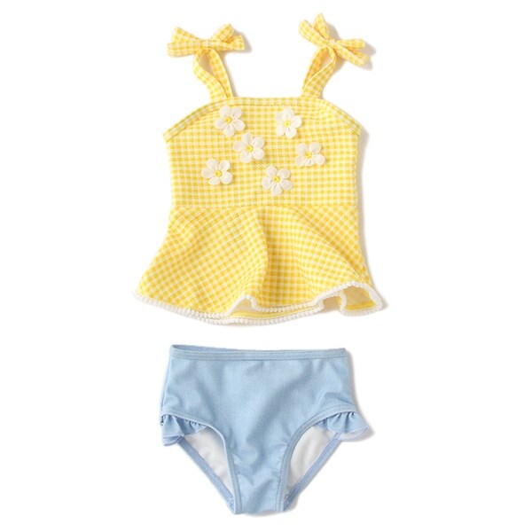 Narumiya Online ナルミヤ オンラインの公式通販サイトギンガム花モチーフタンキニ水着 Swim 80 レモン イエロー キッズ