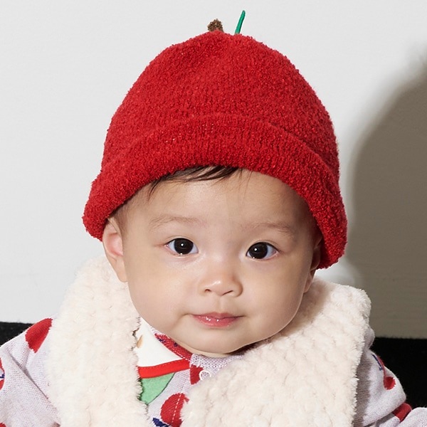 りんごマシュマロニット帽【日本製】(F 赤): ベビー ナルミヤ オンライン公式サイト