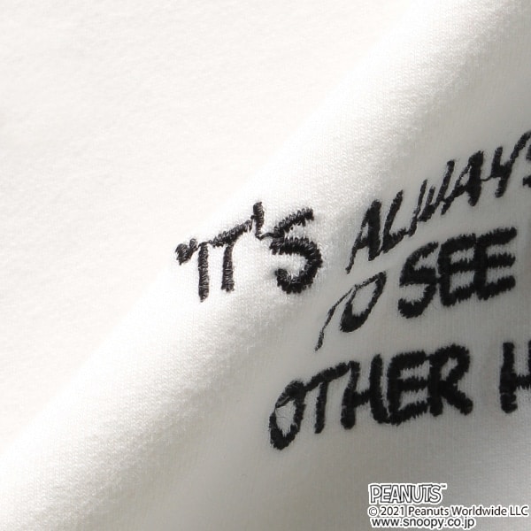 Narumiya Online ナルミヤ オンラインの公式通販サイト Peanutsコラボ ミニ裏毛 スヌーピー刺しゅうパーカー S 140 オフ ホワイト ジュニア