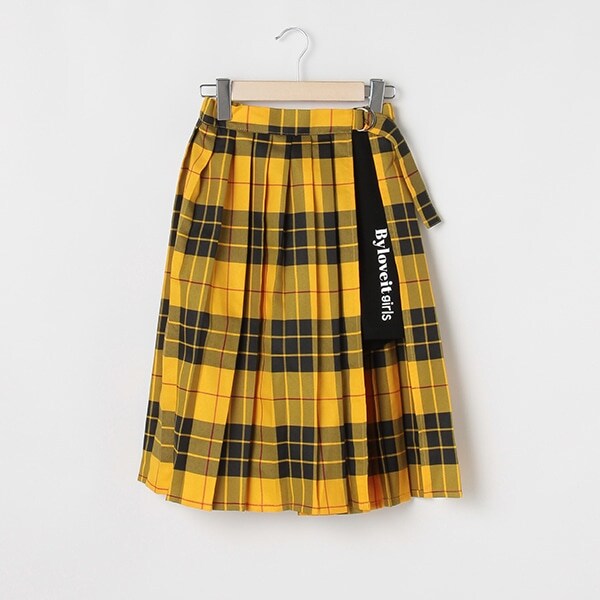 チェックプリーツスカートつきパンツ(120 黄): ジュニア