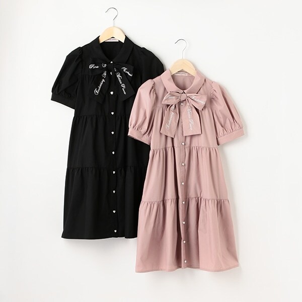 【販路限定商品】リボンつきティアードワンピース