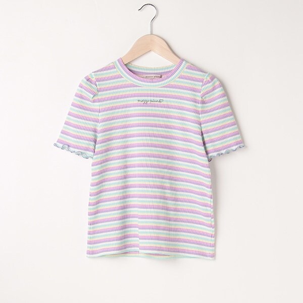 マルチボーダーテレコ半袖Tシャツ