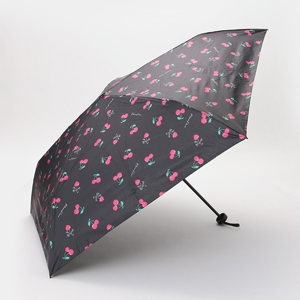 チェリー柄折りたたみ傘(F 黒): ジュニア - ナルミヤ オンライン