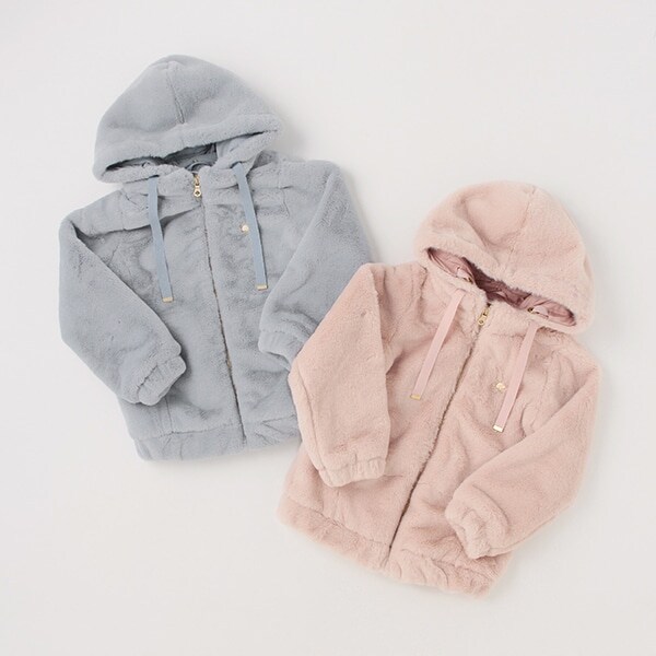 インファント・トドラー フェイクファーパーカ(90cm シルバー グレー  