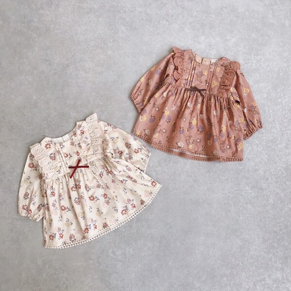 花柄レースフリルチュニック(80 シナモン): キッズ - ナルミヤ