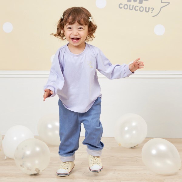 KP coucou?(ケーピーククー)ワンポイント刺繍長袖Tシャツ(80