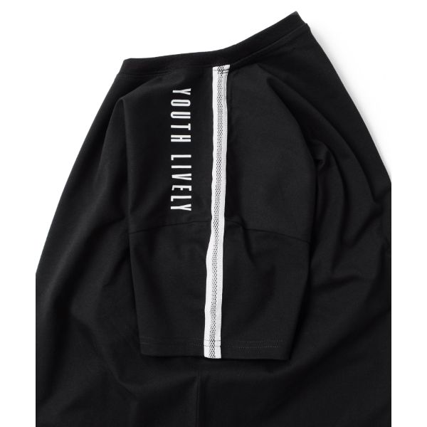 機能天竺・接触冷感ドロップショルダー袖ライン半袖Tシャツ