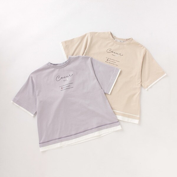 レイヤード風5分袖Tシャツ