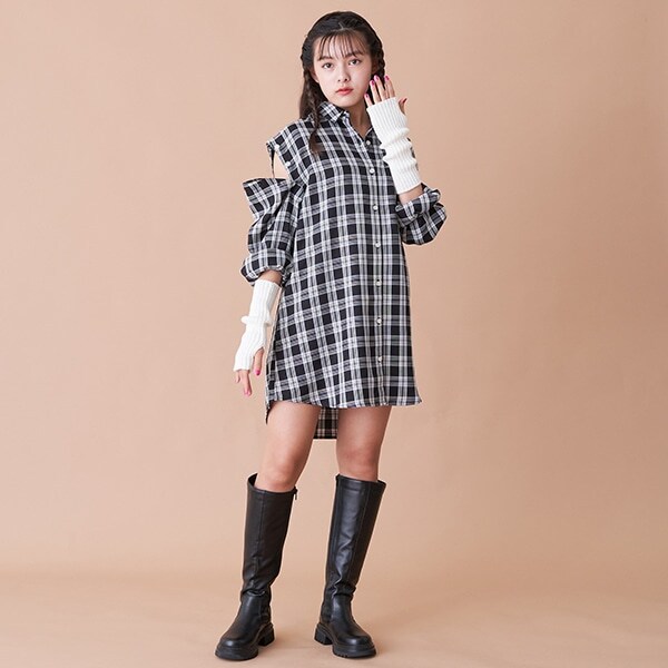 肩2WAYシャツワンピース