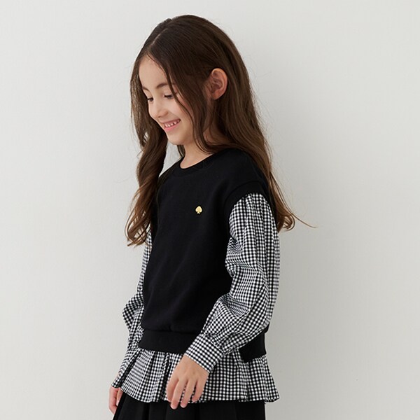 petitmain 総柄ドッキングペプラムTシャツ