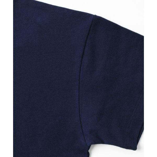 天竺・USAコットン ドロップショルダー斜め切替プリント半袖Tシャツ