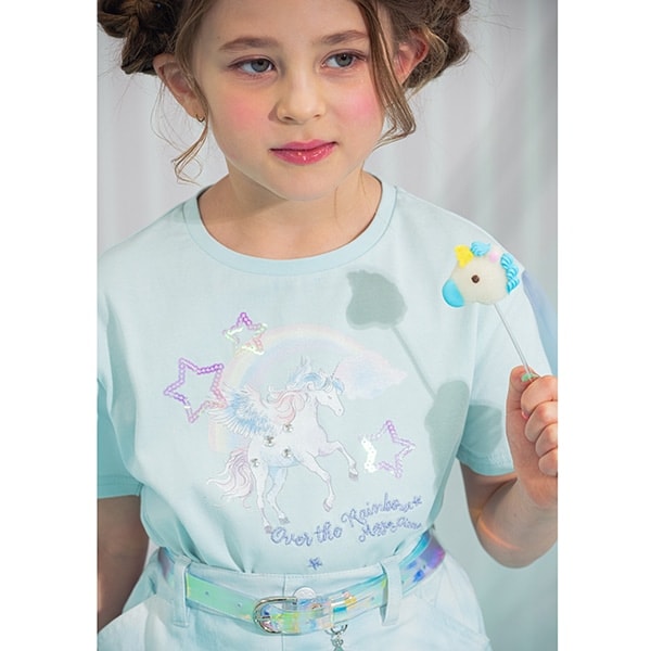ユニコーン 袖チュール切替 半袖Tシャツ(110cm ミント): キッズ  
