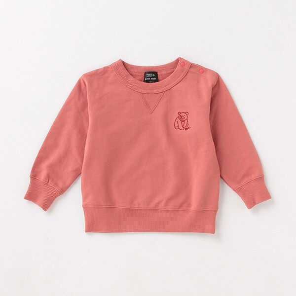 Narumiya Online ナルミヤ オンラインの公式通販サイトオーガニックコットン ミニ裏毛 クマワンポイント刺しゅうトレーナー 80 赤 キッズ