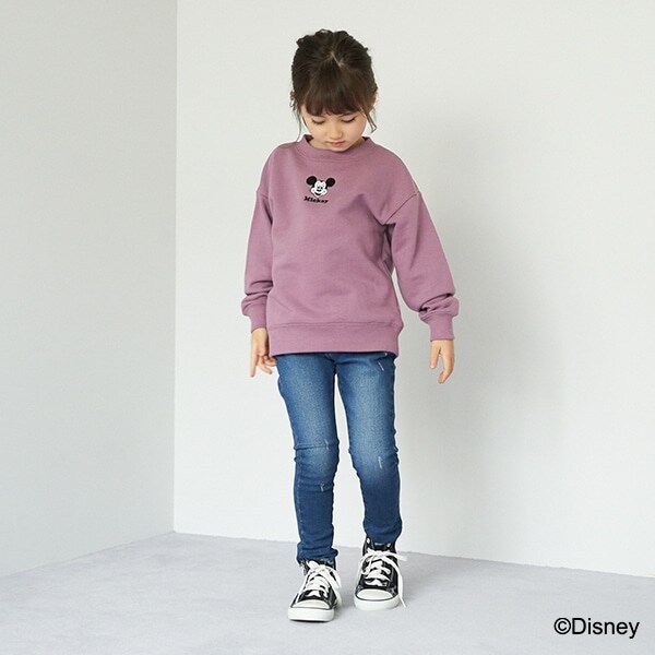 Narumiya Online ナルミヤ オンラインの公式通販サイト Disney 裏毛 ミッキーマウスデザイン フェイスロゴトレーナー 90 ライト グリーン キッズ