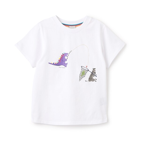 フィッシング恐竜半袖Tシャツ(90cm ライト ブルー): キッズ