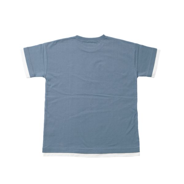 OE天竺・ドロップショルダーロゴプリントレイヤード半袖Tシャツ