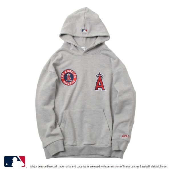 【MLB】裏毛チーム刺しゅうワッペン付きパーカー