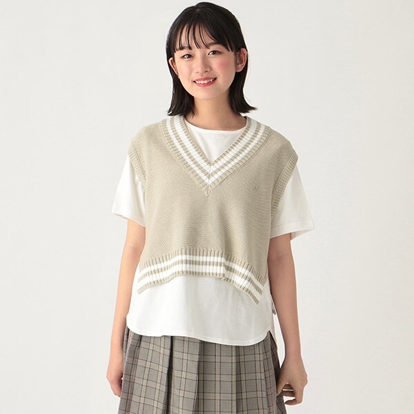 AMI】チルデンベスト×半袖Tシャツ(M(150) ベージュ): ジュニア ... 0219-05 h.mさま