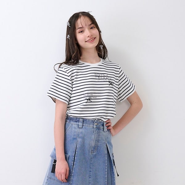 ひんやり】ミニリボンTシャツ(S(140) オフ ホワイト): ジュニア  