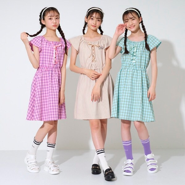 レースアップワンピース(120cm ベージュ): ジュニア - ナルミヤ 