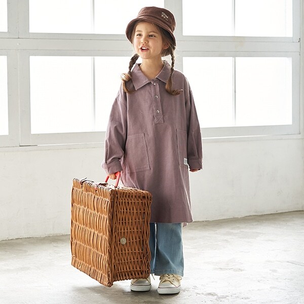 Narumiya Online ナルミヤ オンラインの公式通販サイトコーデュロイシャツワンピース 90 サーモン ピンク キッズ