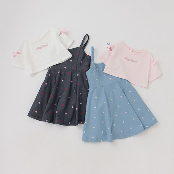 半袖Tシャツ＆ハート刺しゅうキャミワンピース　セット