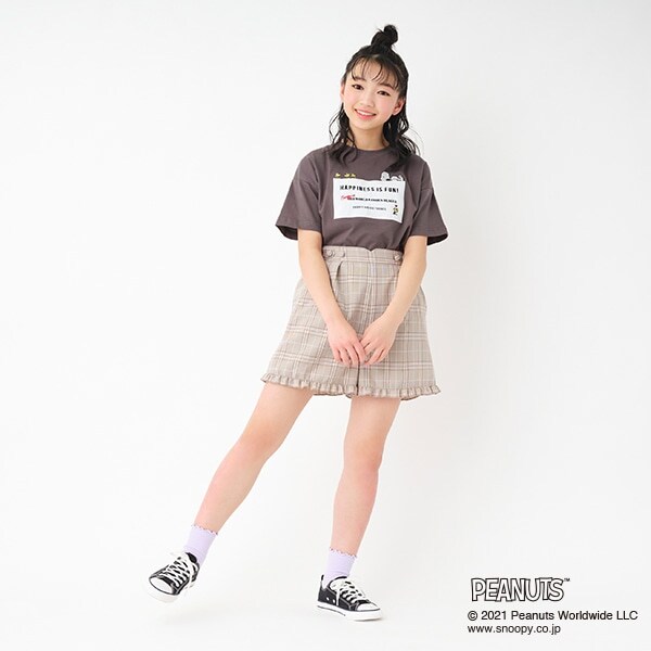 【PEANUTSコラボ】 スヌーピースクエア刺しゅうTシャツ
