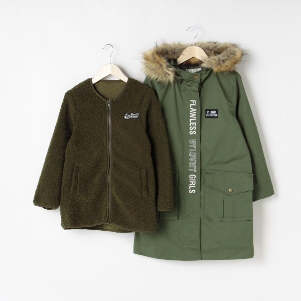 Narumiya Online ナルミヤ オンラインの公式通販サイトボアライナーつきフェイクファーモッズコート 110 黒 ジュニア
