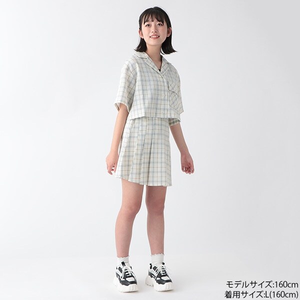 チェックタックプリーツスカパン