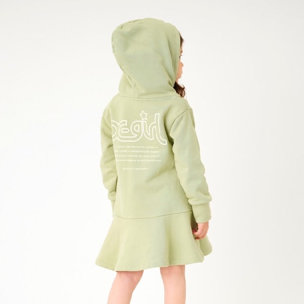 Narumiya Online ナルミヤ オンラインの公式通販サイト裏毛 はっ水 防汚 ボックスロゴフレアパーカーワンピース 80 ライト グリーン キッズ