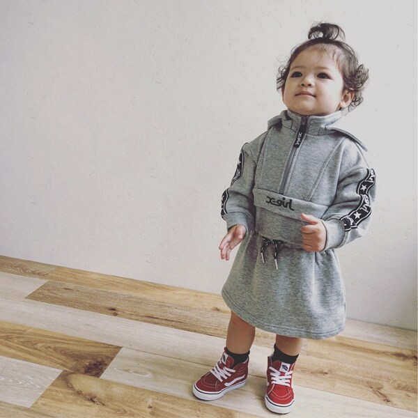 Narumiya Online ナルミヤ オンラインの公式通販サイト裏毛 マウンテンパーカーワンピース 80 グレー キッズ