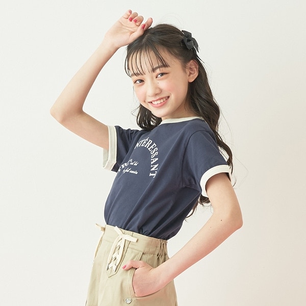 リンガー半袖チビTシャツ(S(140) 紺): ジュニア - ナルミヤ オンライン