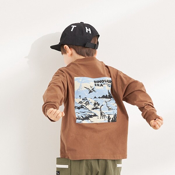 DINASAURバックプリント長袖Tシャツ