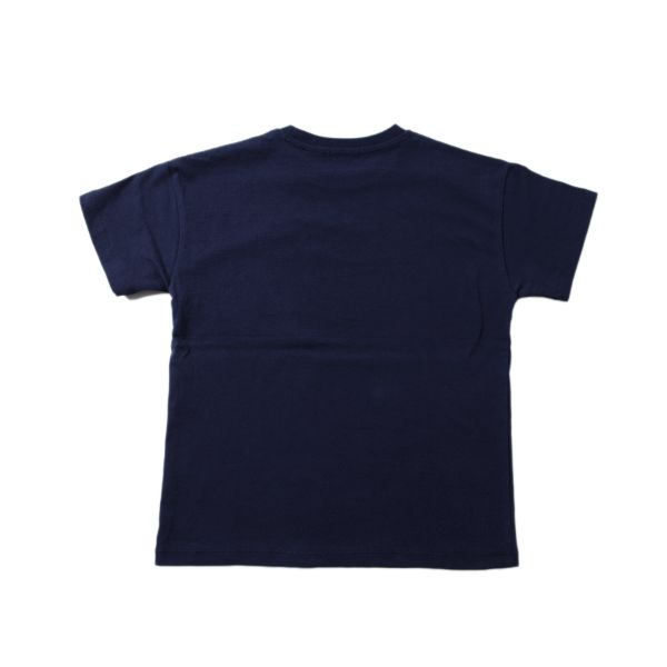 天竺・USAコットン ドロップショルダー斜め切替プリント半袖Tシャツ
