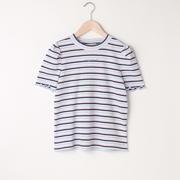 マルチボーダーテレコ半袖Tシャツ
