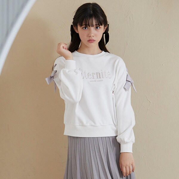 袖リボンガーリートレーナー(S(140) ライト ブルー): ジュニア  