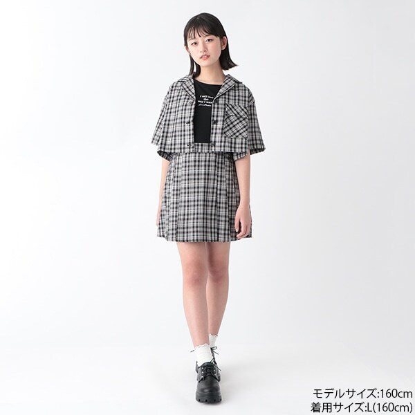 チェックタックプリーツスカパン